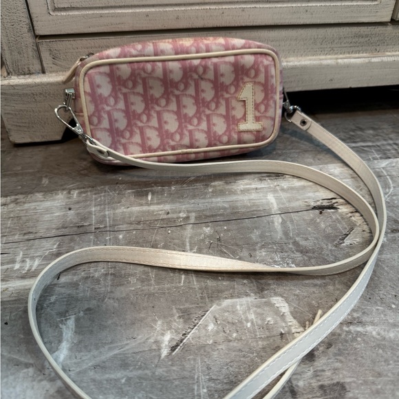 Authentic Vintage DIOR diorissimo trotter crossbody Bag authentic pink white - Picture 2 of 8